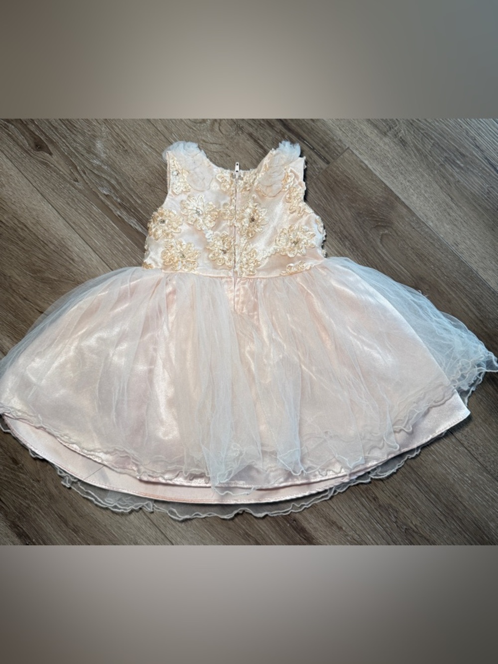 Bonnie Baby Ivory-Peach Floral Tulle Dress with Satin Bow size 18m Flower girl - Picture 2 of 7